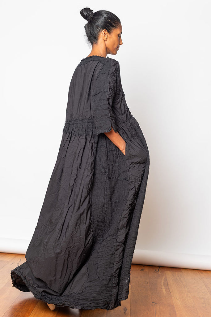 Abito Washed & Crushed Finish Dress - Black