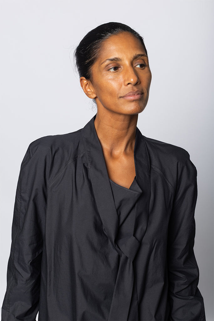 Ascot Blouse - Squid Ink