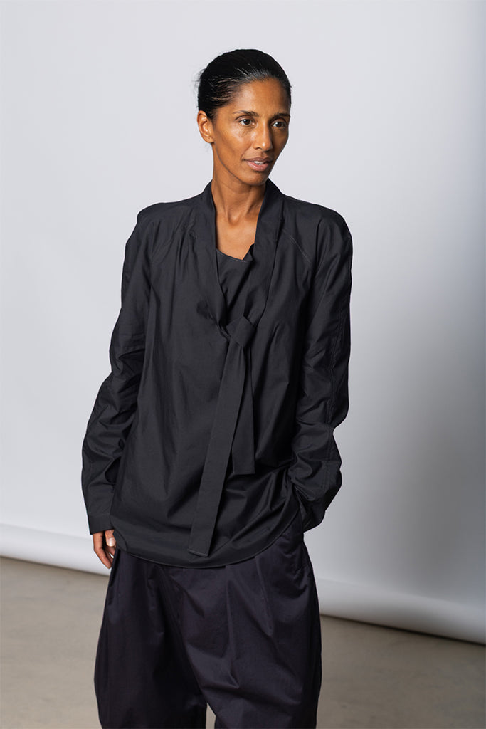 Ascot Blouse - Squid Ink