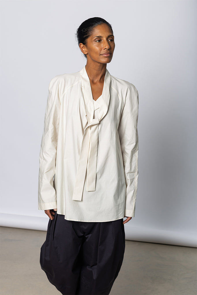 Ascot Blouse - Light Cream