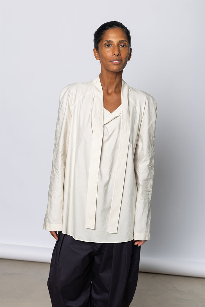 Ascot Blouse - Light Cream