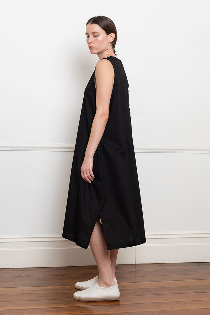 Asymmetric Button Dress - Black