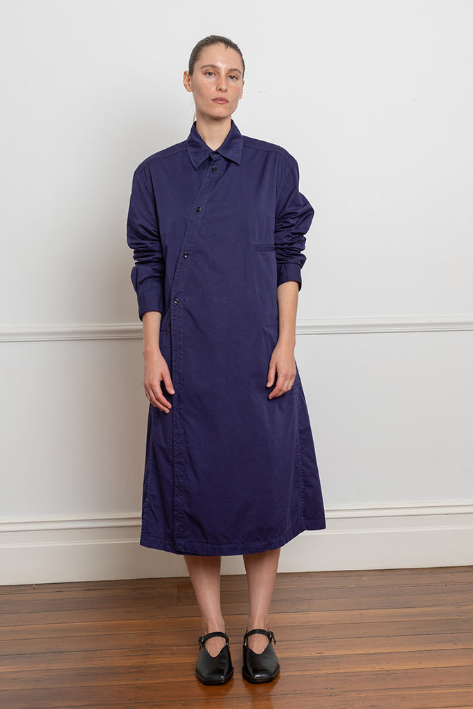 Asymmetric Long Shirt Dress - Blue Violet