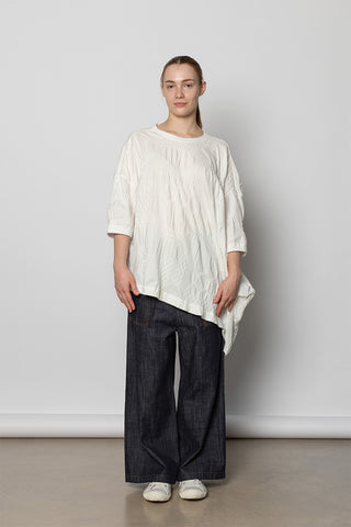 Asymmetric Three Quarter Sleeve Tee - Off White