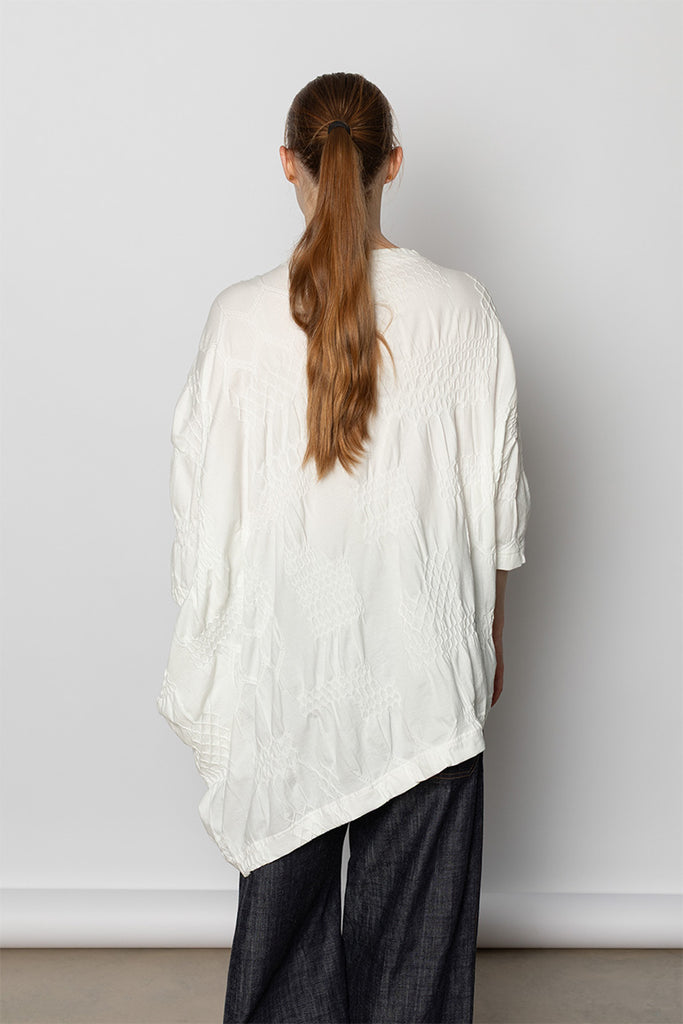 Asymmetric Three Quarter Sleeve Tee - Off White