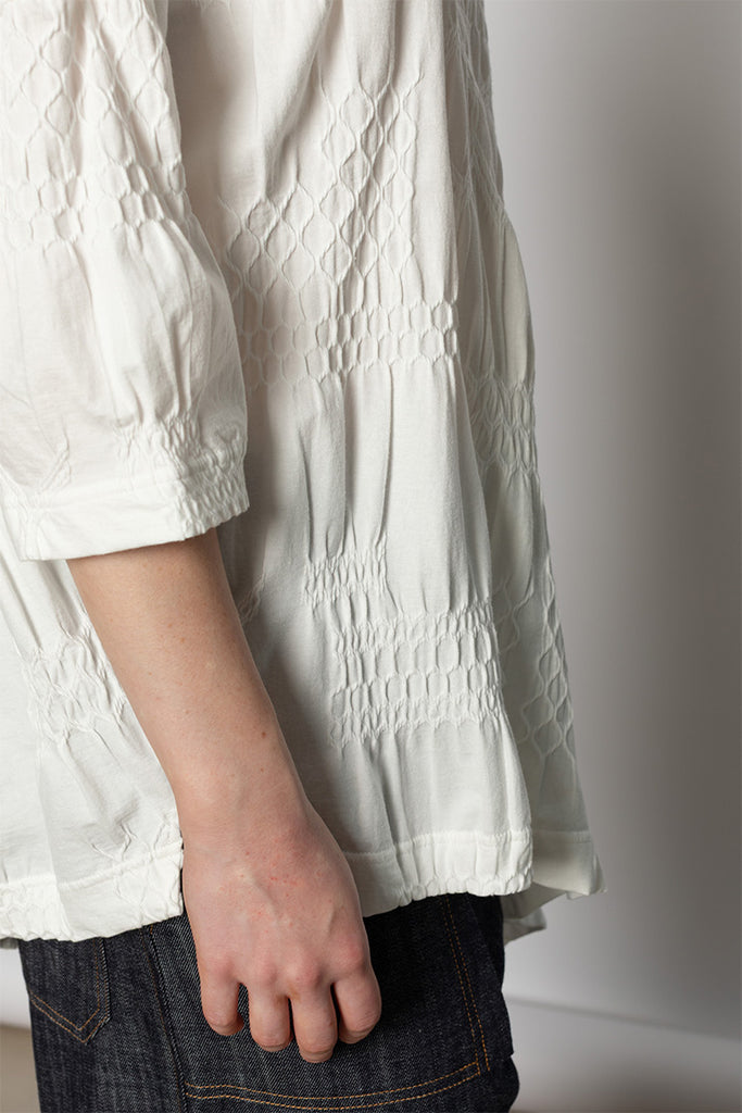 Asymmetric Three Quarter Sleeve Tee - Off White