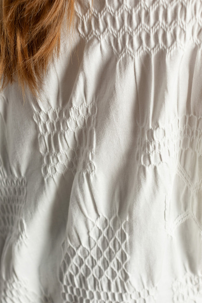 Asymmetric Three Quarter Sleeve Tee - Off White