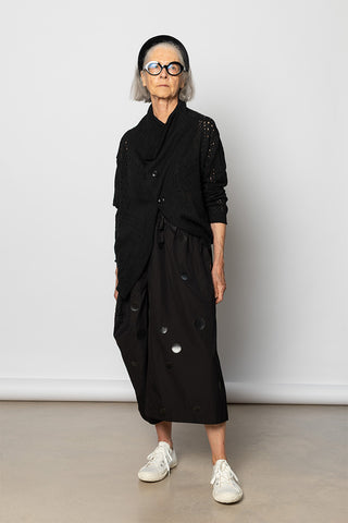 Asymmetrical Collar Cropped Cardigan - Black