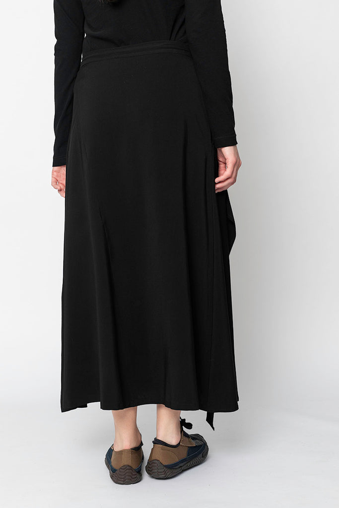 Asymmetrical Flared Split Skirt - Black