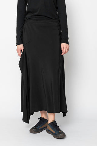 Asymmetrical Flared Split Skirt - Black