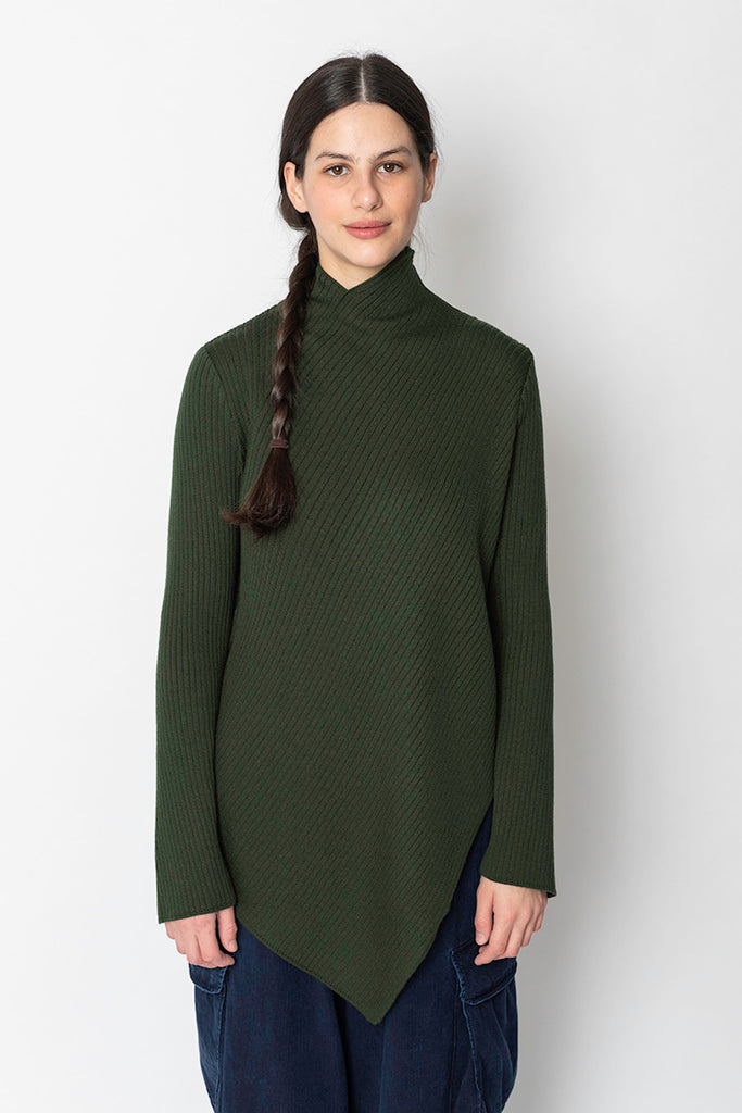 Asymmetrical Rib Knit - Khaki