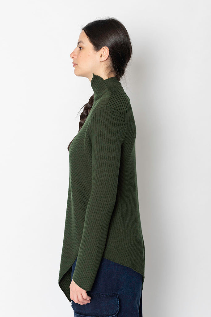 Asymmetrical Rib Knit - Khaki