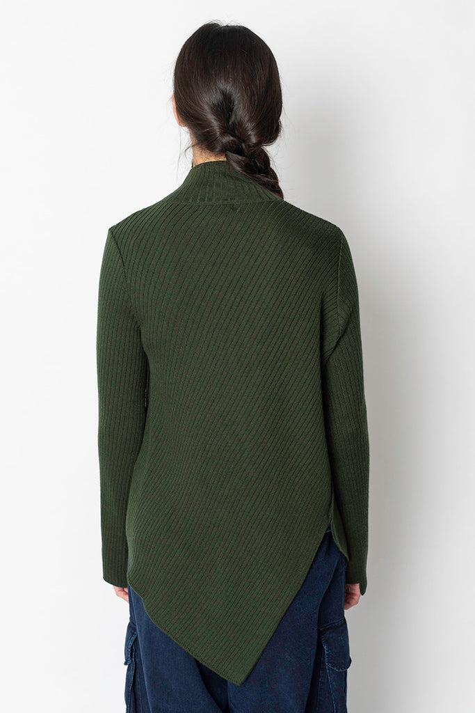 Asymmetrical Rib Knit - Khaki