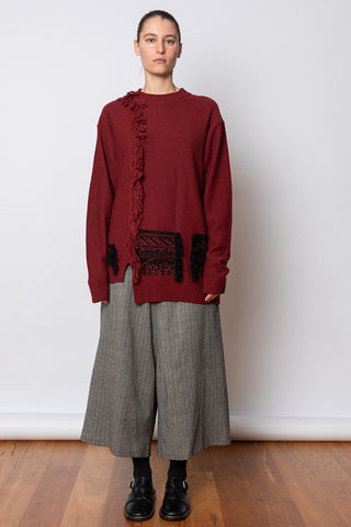 Back Jacquard Pullover - Red