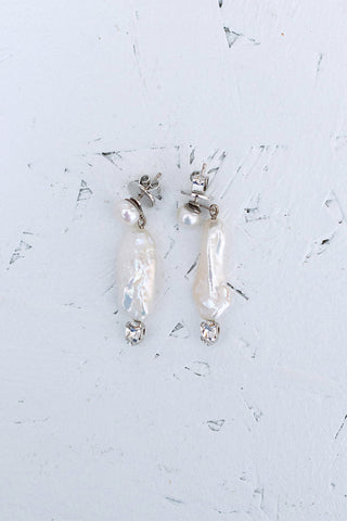 Baroque Pearl and Crystal Column Earrings