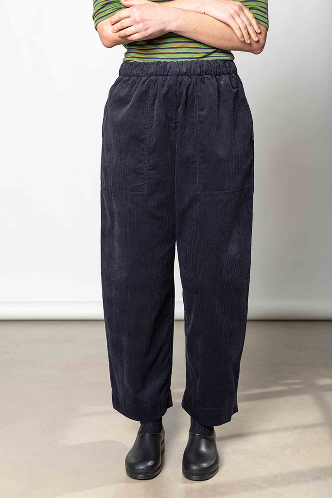Barrel Leg Cord Trousers - Midnight