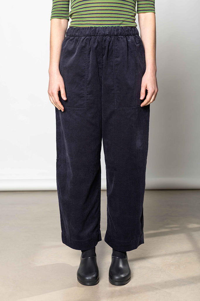 Barrel Leg Cord Trousers - Midnight