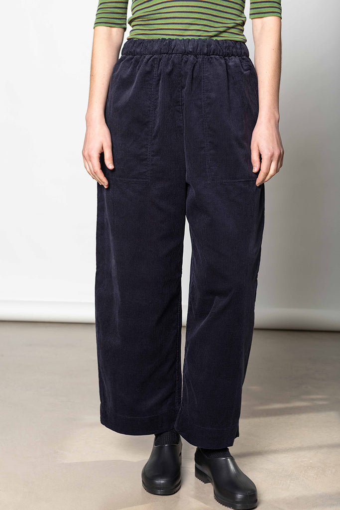 Barrel Leg Cord Trousers - Midnight