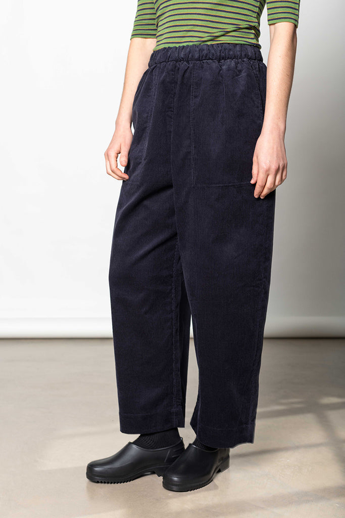 Barrel Leg Cord Trousers - Midnight