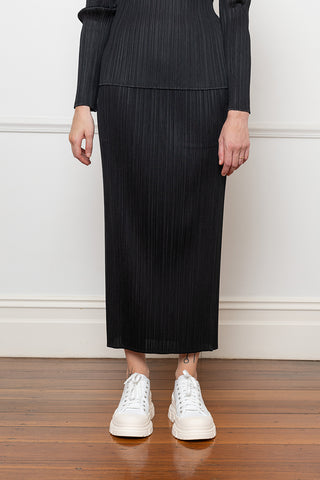 Basics Pleated Straight Skirt - Black