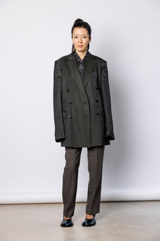 Bayfa Oversized Jacquard Blazer  - Black