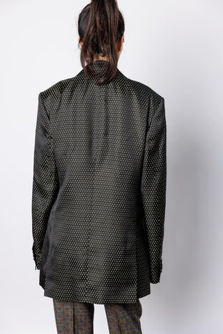 Bayfa Oversized Jacquard Blazer  - Black