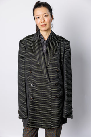 Bayfa Oversized Jacquard Blazer  - Black