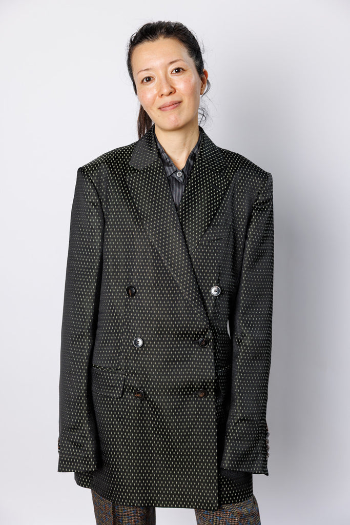 Bayfa Oversized Jacquard Blazer  - Black