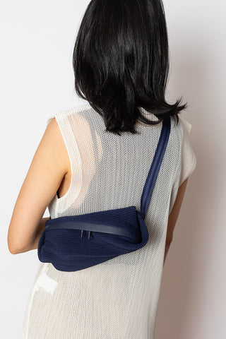 Bias Pleats Waist Bag - Navy