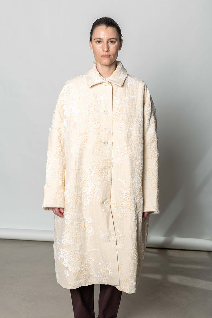 Big Blobby Jacquard Coat - Natural