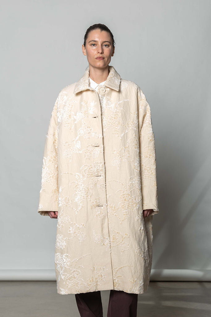 Big Blobby Jacquard Coat - Natural