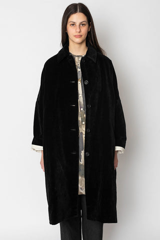 Big Blobby Linen Velvet Coat - Black