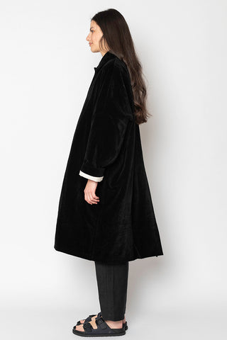 Big Blobby Linen Velvet Coat - Black