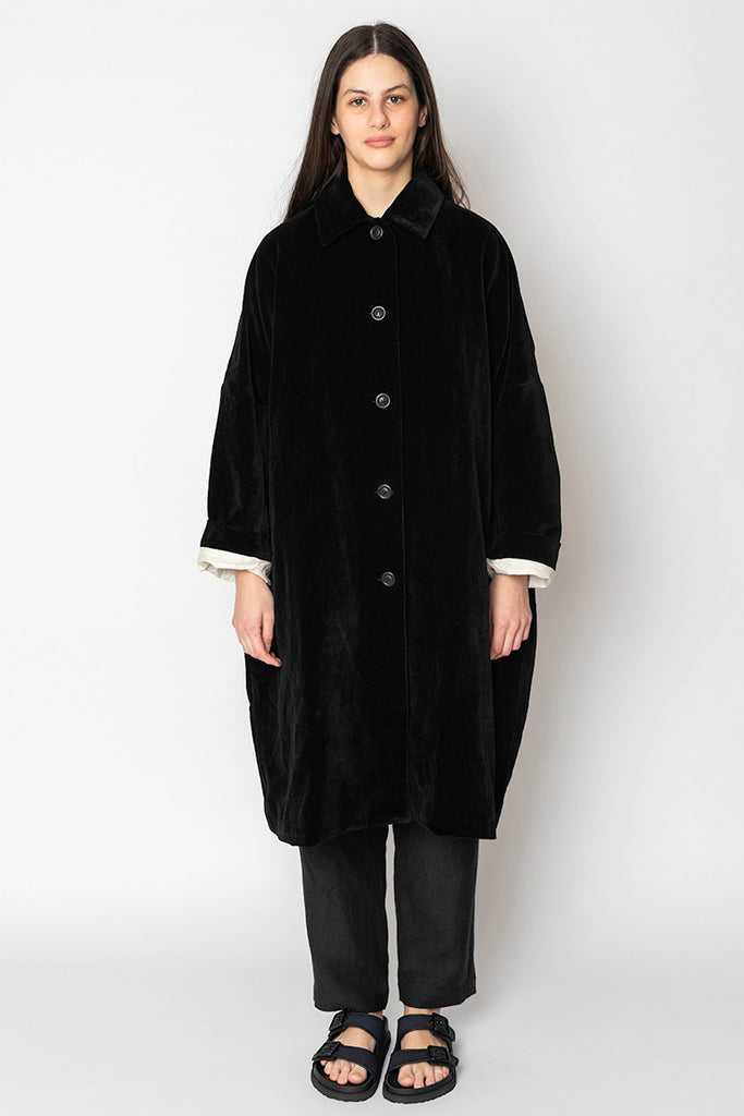 Big Blobby Linen Velvet Coat - Black