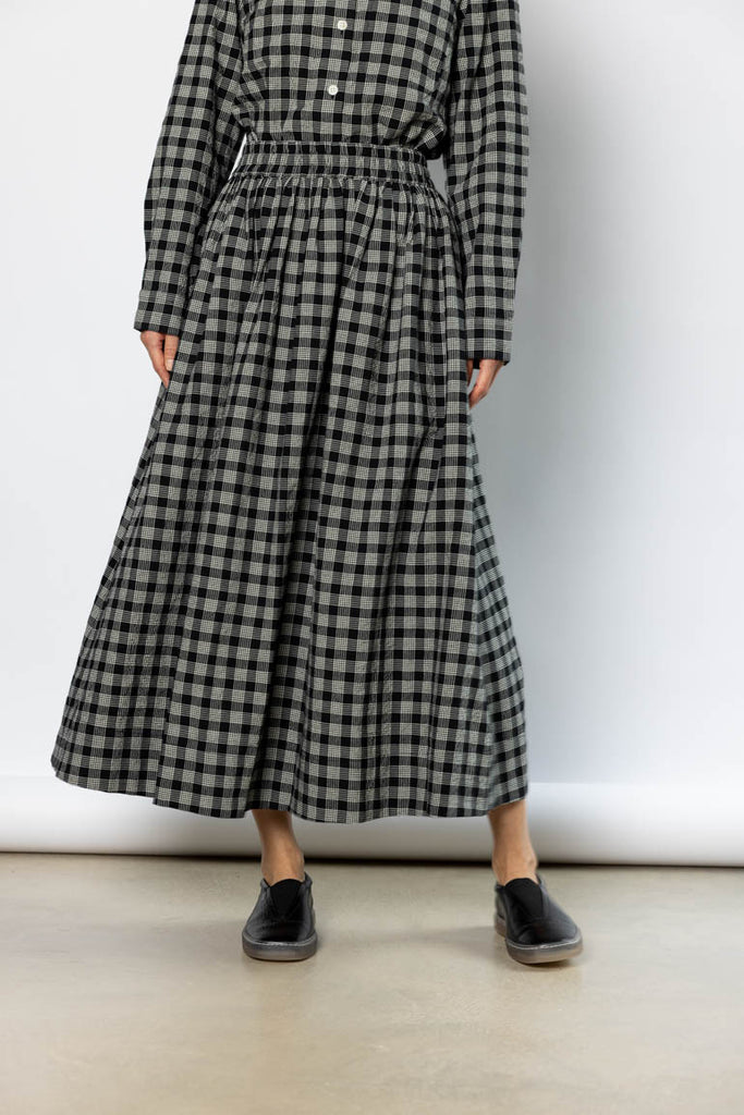 Binding Check Cotton Wool Gathered Skirt