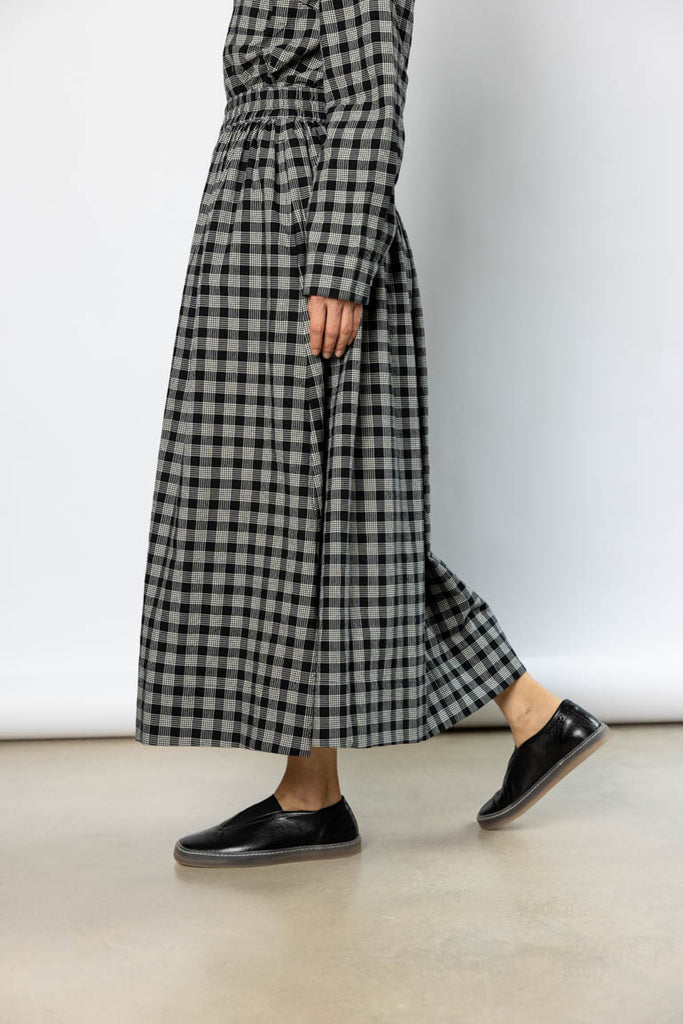 Binding Check Cotton Wool Gathered Skirt