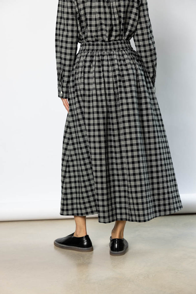 Binding Check Cotton Wool Gathered Skirt