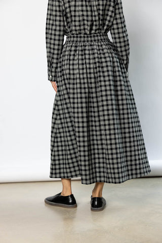 Binding Check Cotton Wool Gathered Skirt