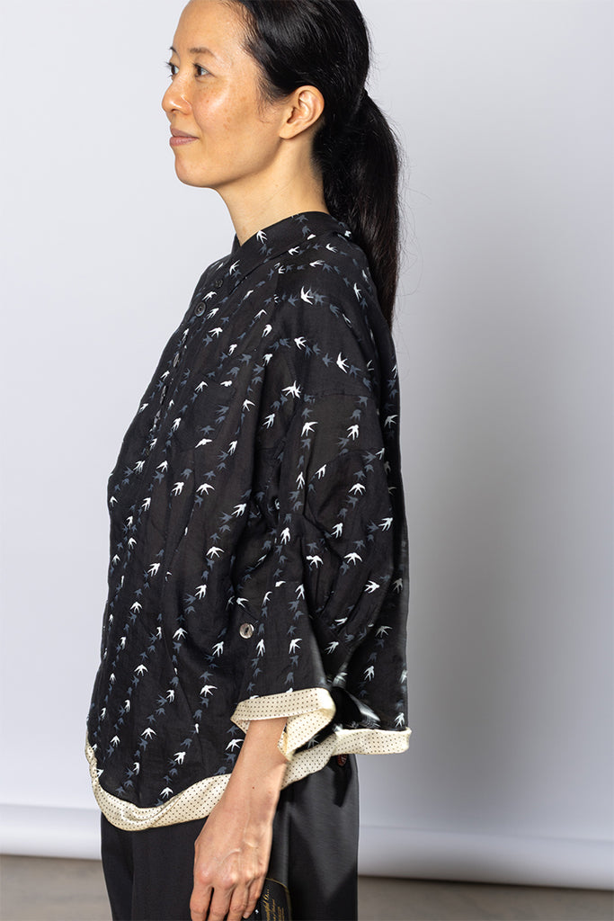 Bird Print Shirt - Black