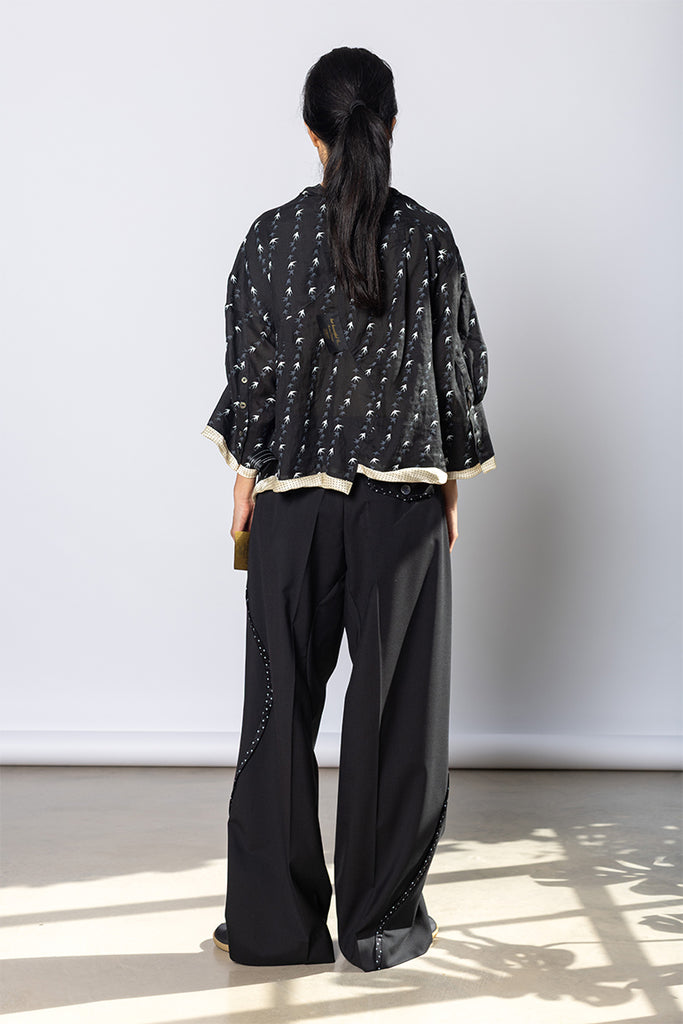 Bird Print Shirt - Black