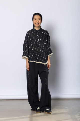 Bird Print Shirt - Black