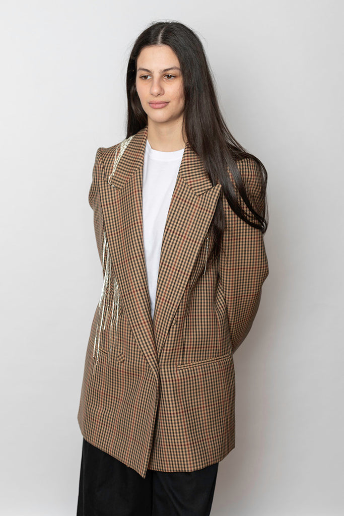 Blink Embellished Tweed Jacket - Rust