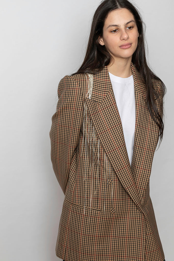 Blink Embellished Tweed Jacket - Rust