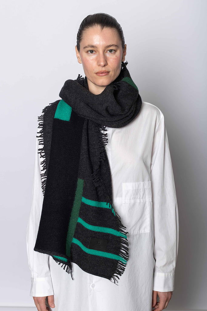Block Knit Scarf - Grey