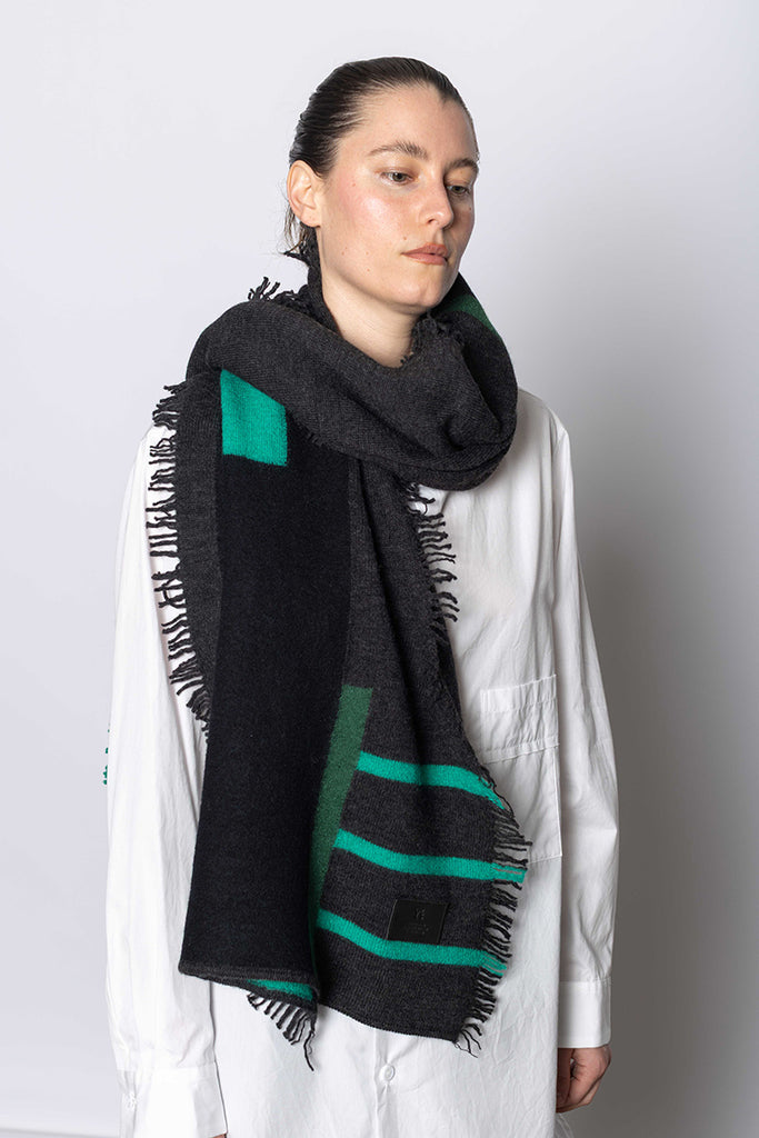 Block Knit Scarf - Grey