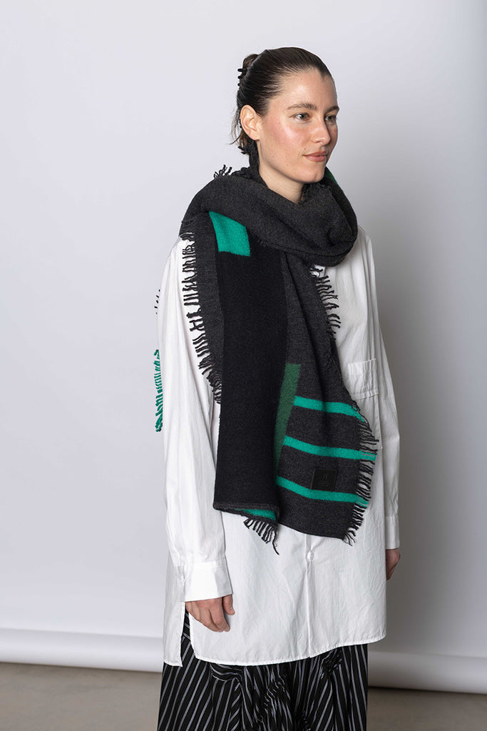 Block Knit Scarf - Grey