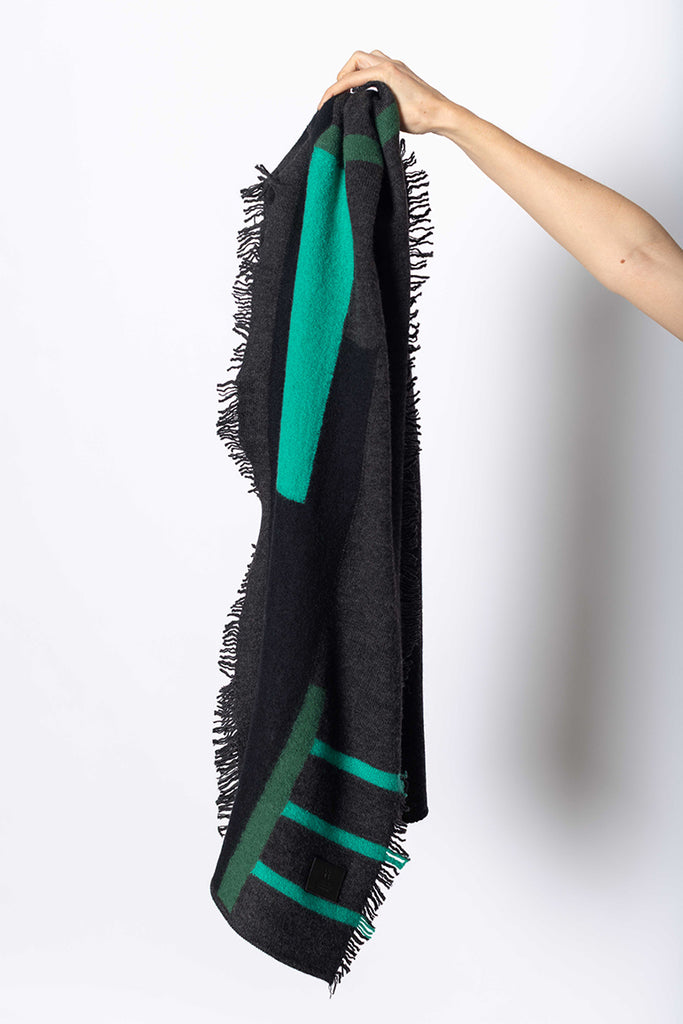 Block Knit Scarf - Grey