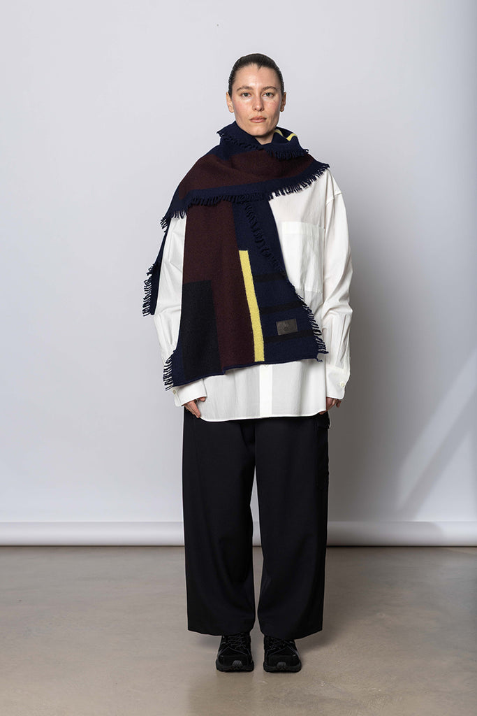 Block Knit Scarf - Navy