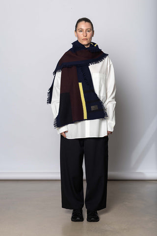 Block Knit Scarf - Navy
