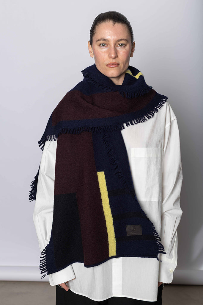 Block Knit Scarf - Navy